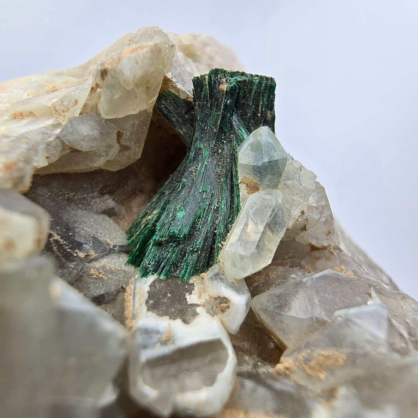 Rare Malachite on Quartz Specimen Kaokoveld, Namibia 51*45*38mm Collection