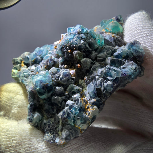 Phantom Fluorit Würfel zonal, Schörl Turmalin Stufe Erongo, Namibia 59*47*23mm