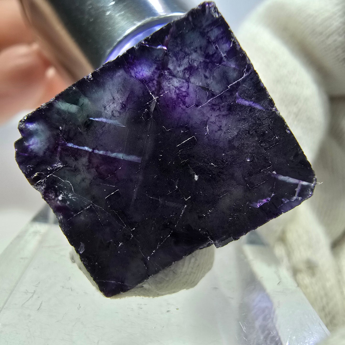Seltener Phantom Fluorit Würfel, zonal grün lila Okorusu, Namibia 26*25*18mm