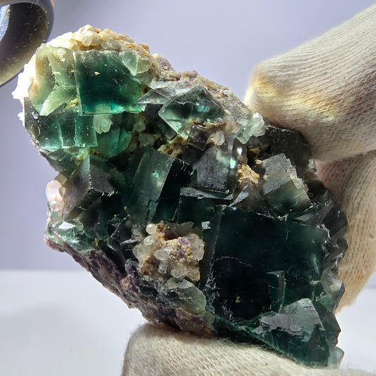 Cube de fluorite fantôme, quartz gradiné, Okorusu, Namibie, 77 x 45 x 22 mm
