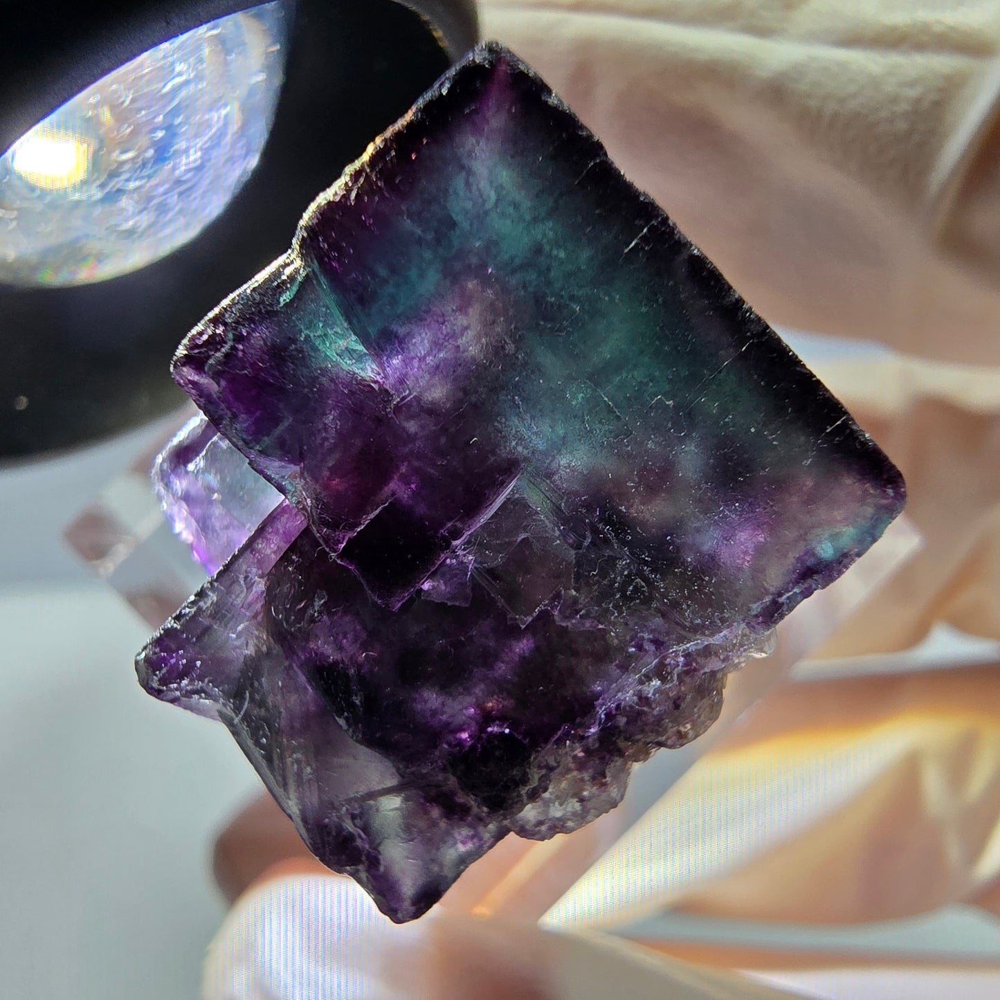 Phantom Fluorit Würfel Stufe, parkettiert grün lila Okorusu, Namibia 23*22*18mm