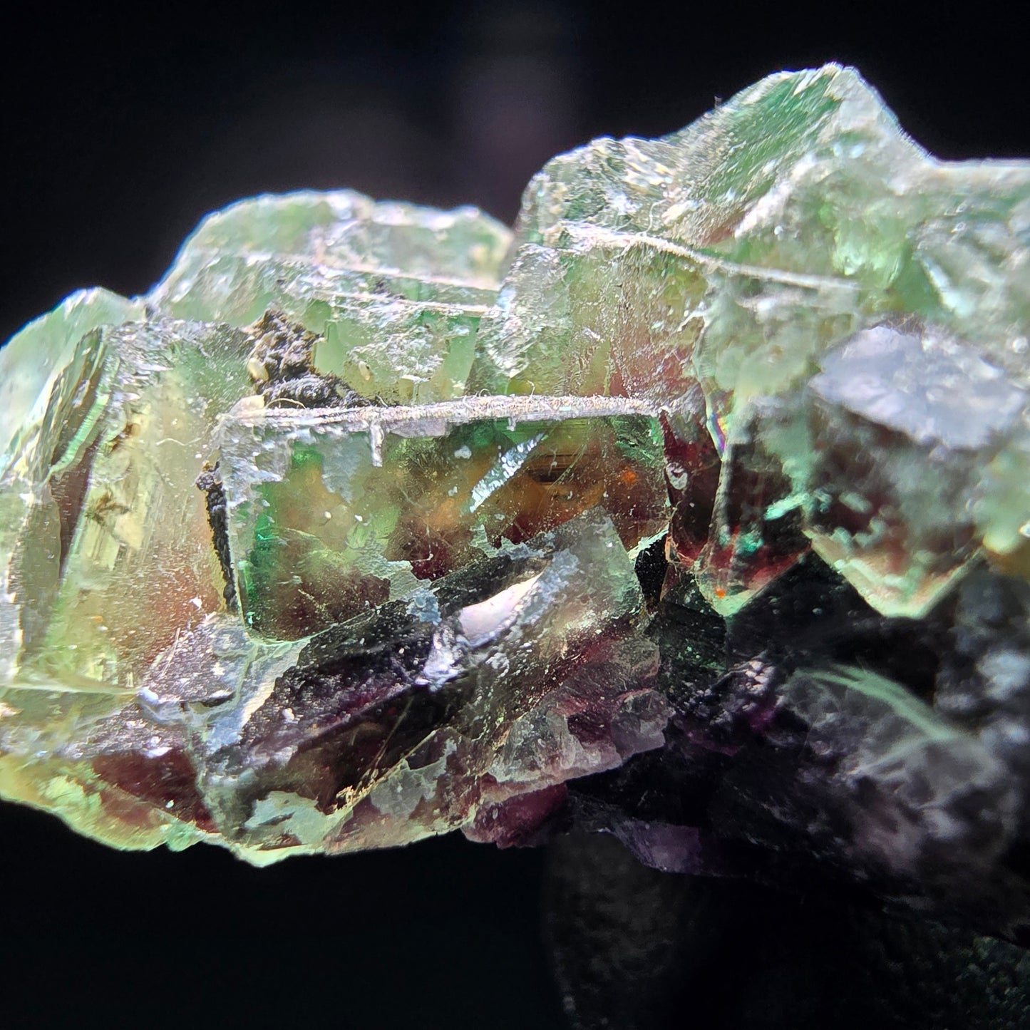 Phantom Fluorit Würfel Stufe grün lila Okorusu, Namibia 44*24*17mm Sammlung