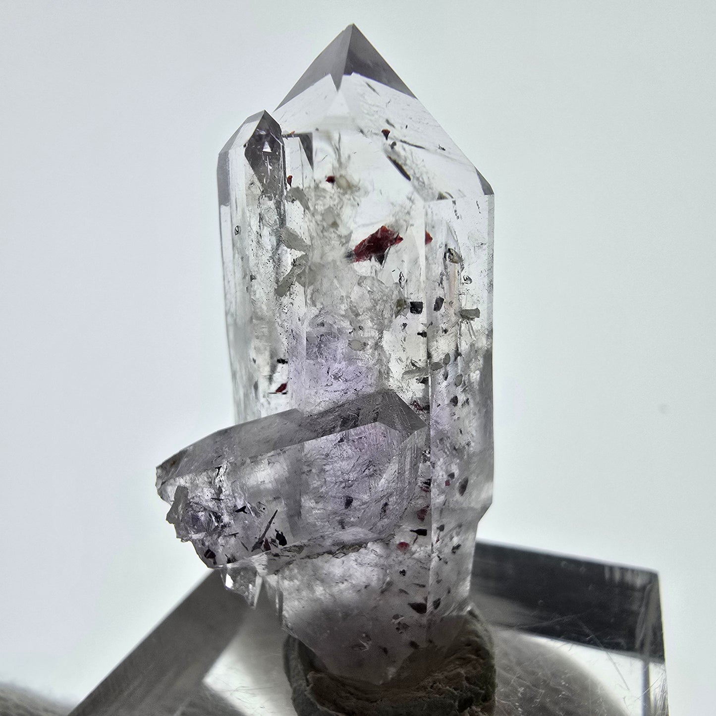 Améthyste fantôme Harlequin, spécimen de préhnite, mine Streep, Namibie, 34 x 18 x 14 mm