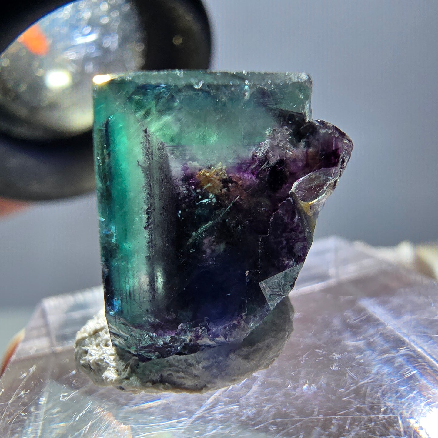Phantom Fluorit Würfel Stufe, grün lila Okorusu, Namibia 16*14*14mm