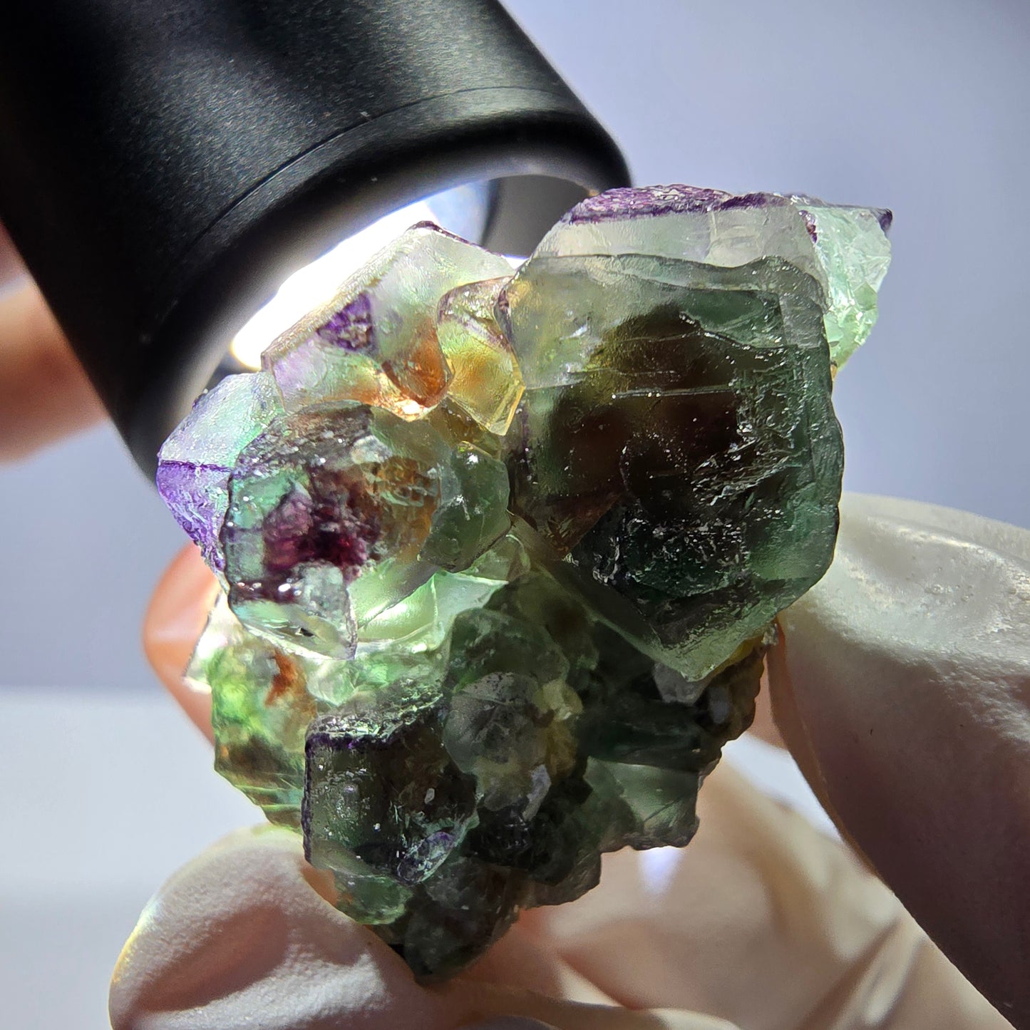 Cube de fluorite fantôme, zonal, muscovite, spécimen de tourmaline Schorl, Erongo, Namibie, 42 x 35 x 23 mm