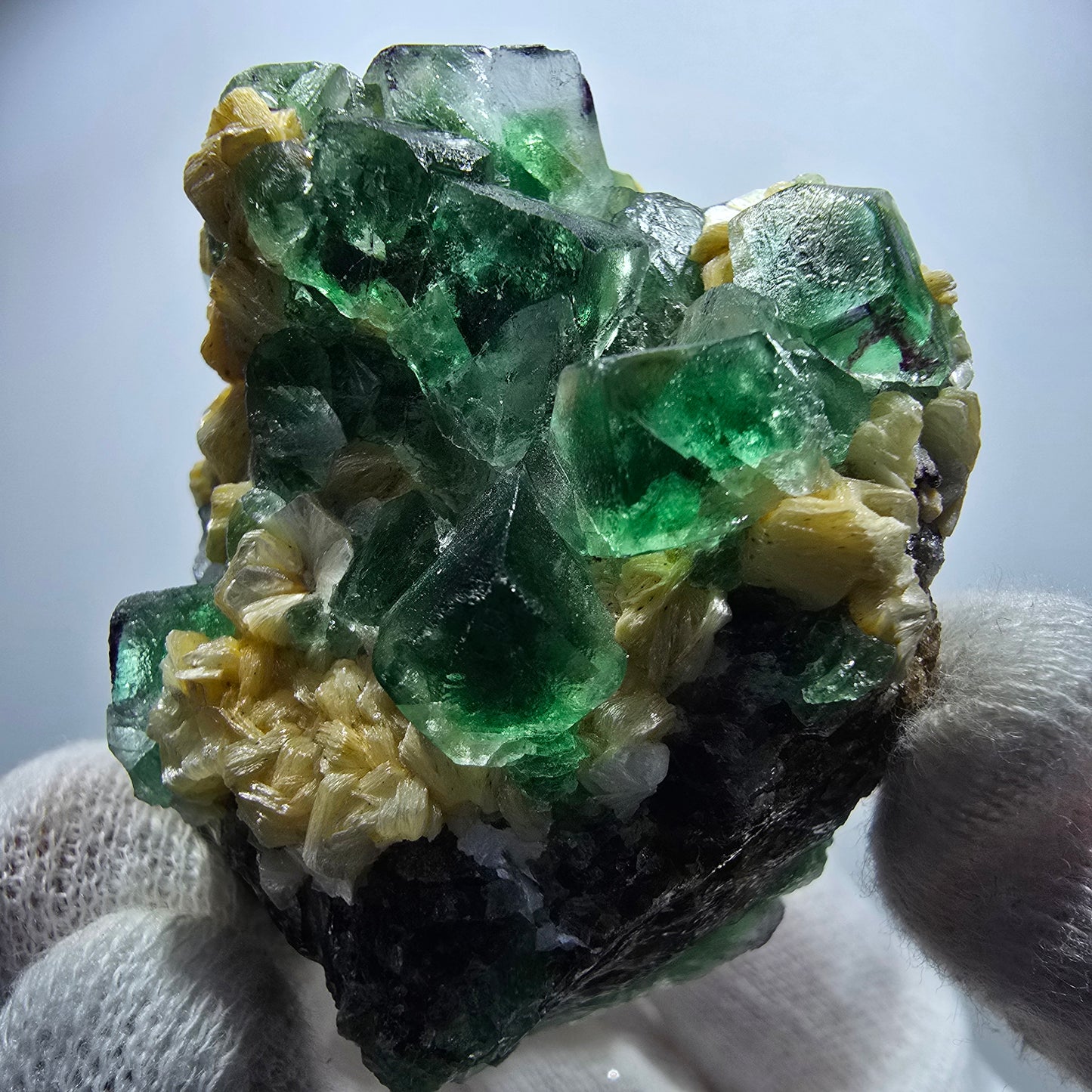Fluorite fantôme Schörl, tourmaline, calcite, muscovite, stade Erongo, Namibie, 52 x 43 x 34 mm