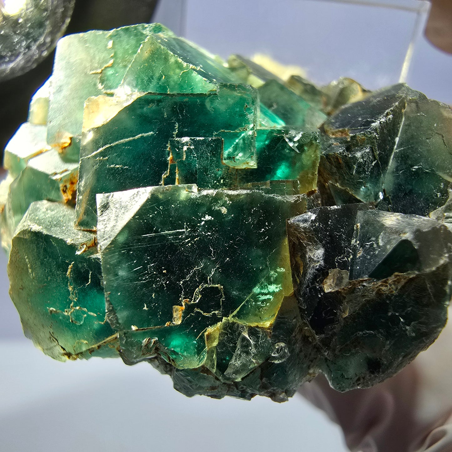 Seltene Phantom Fluorit Würfel Stufe, grün Okorusu, Namibia 41*34*20mm