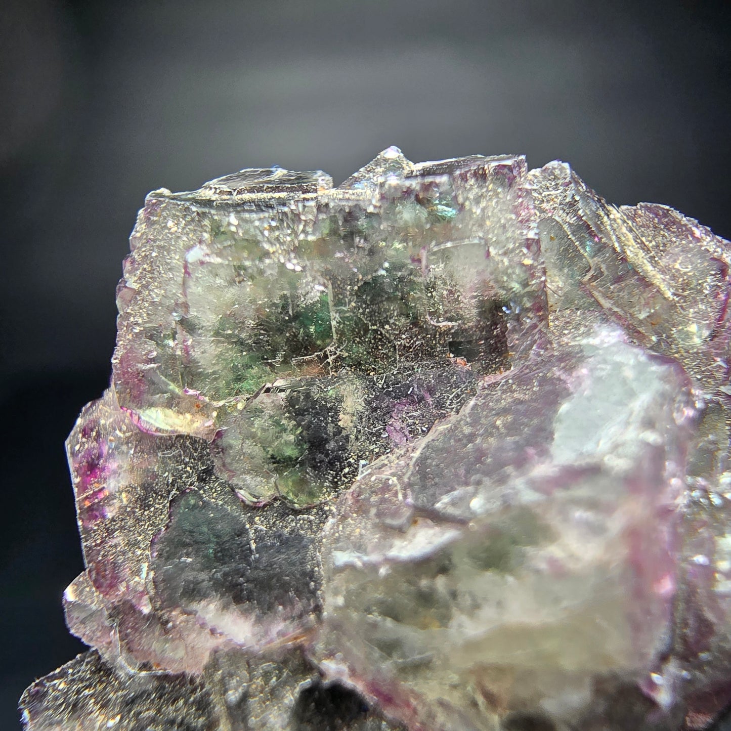 Phantom Fluorit Würfel Stufe grün lila Okorusu, Namibia 30*21*12mm Sammlung
