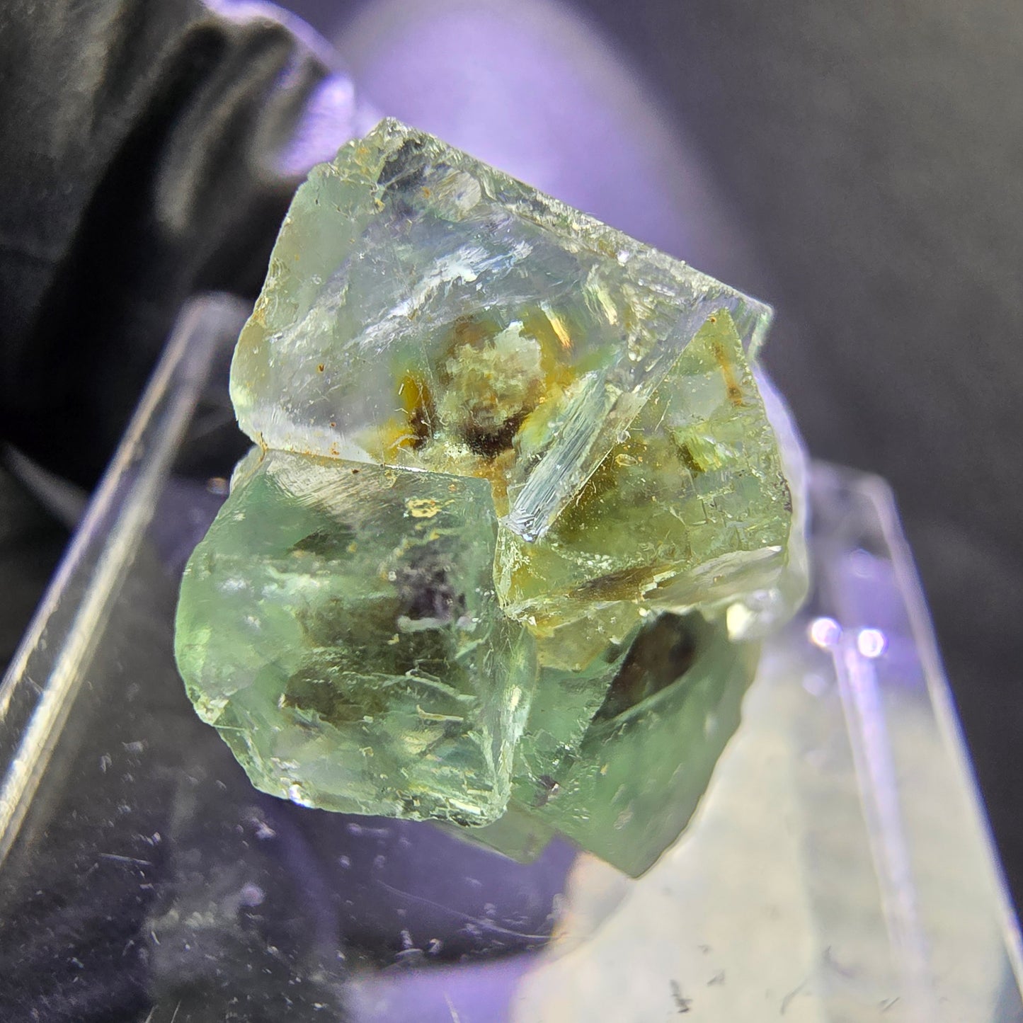 Seltene klare Phantom Fluorit XX Stufe mit Einschlüssen 19*15*9mm aus Okorusu, Namibia