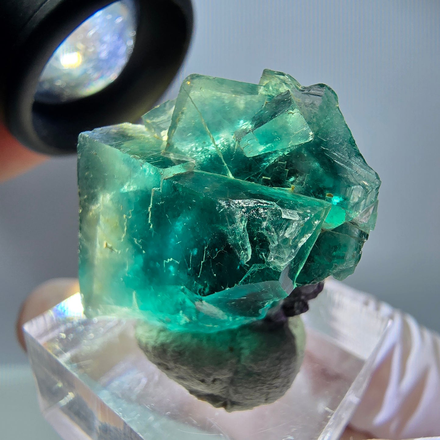 Phantom Fluorit Würfel Stufe, grün parkettiert Okorusu, Namibia 27*23*16mm