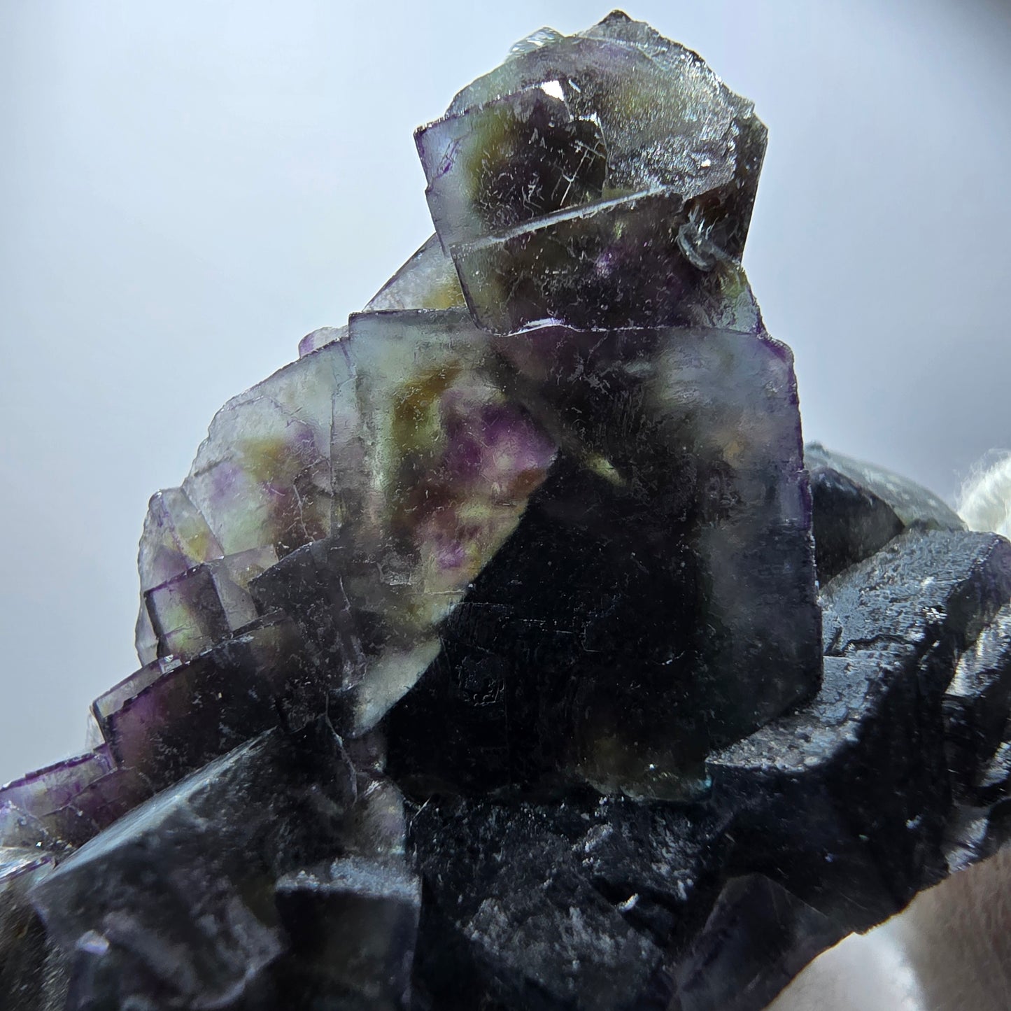 Colorful Phantom Fluorite Cubes, Hyalite, Schorl Tourmaline Erongo, Namibia 41*32*17mm