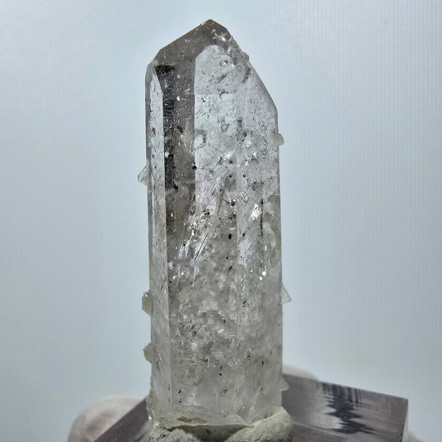 Enhydro Quartz with Prehnite, Analcim Streep Mine, Goboboseb, Namibia 41*15*10mm