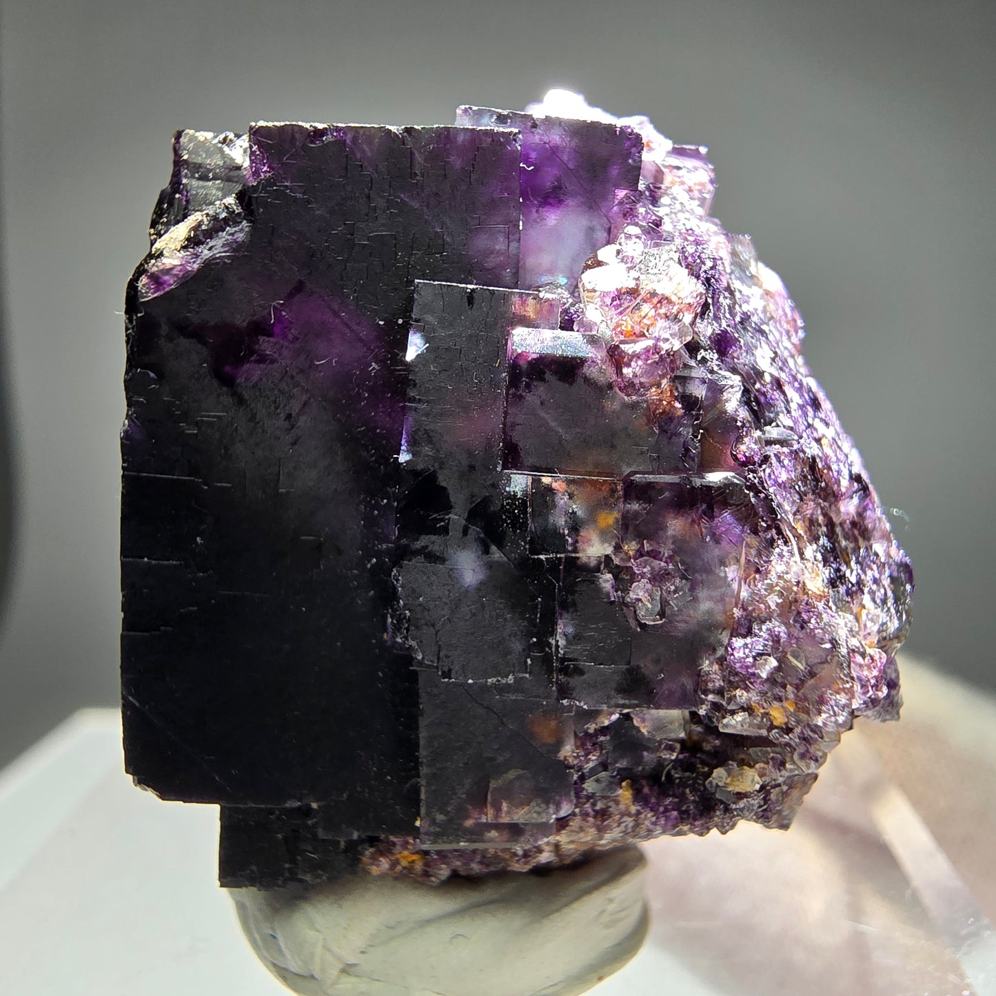 Seltene Phantom Fluorit Würfel Stufe Tie-Dye Pocket, Okorusu, Namibia 39*36*32mm