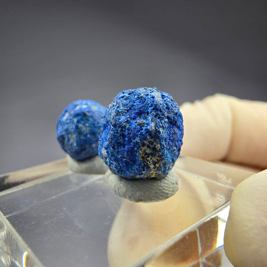 2x seltene Azurit Blueberry - Set 11,8mm + 9,6mm Durchmesser aus USA, New Mexico