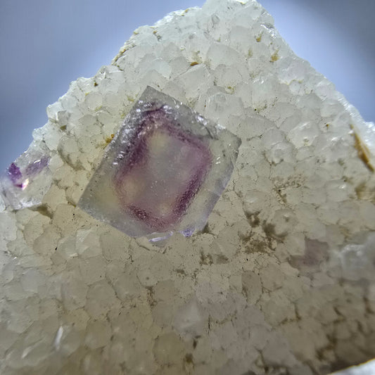 Phantom Fluorit Würfel, Quarz Stufe grün lila Omehane, Namibia 28*25*12mm