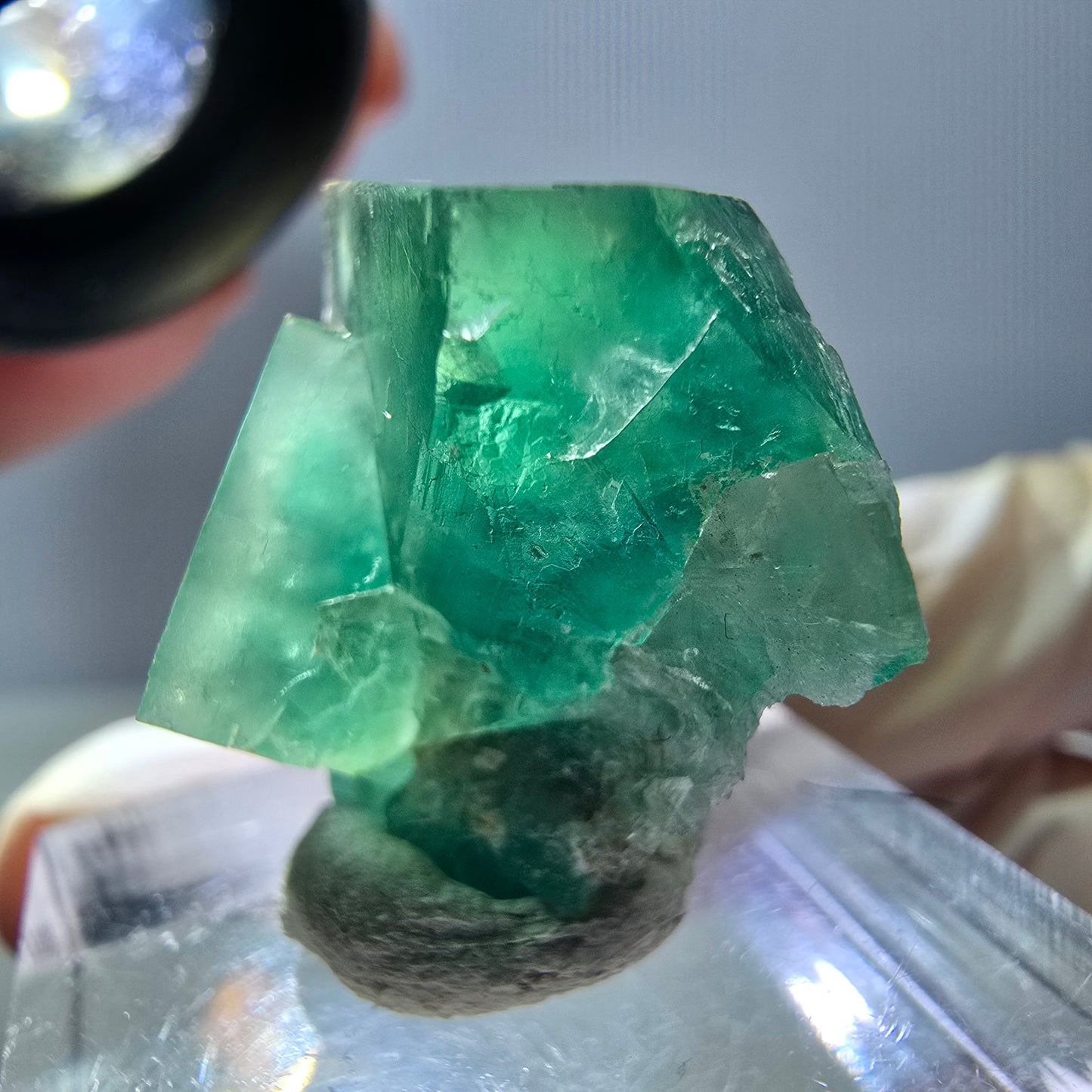 Phantom Fluorit Würfel Stufe, grün parkettiert Okorusu, Namibia 23*22*13mm