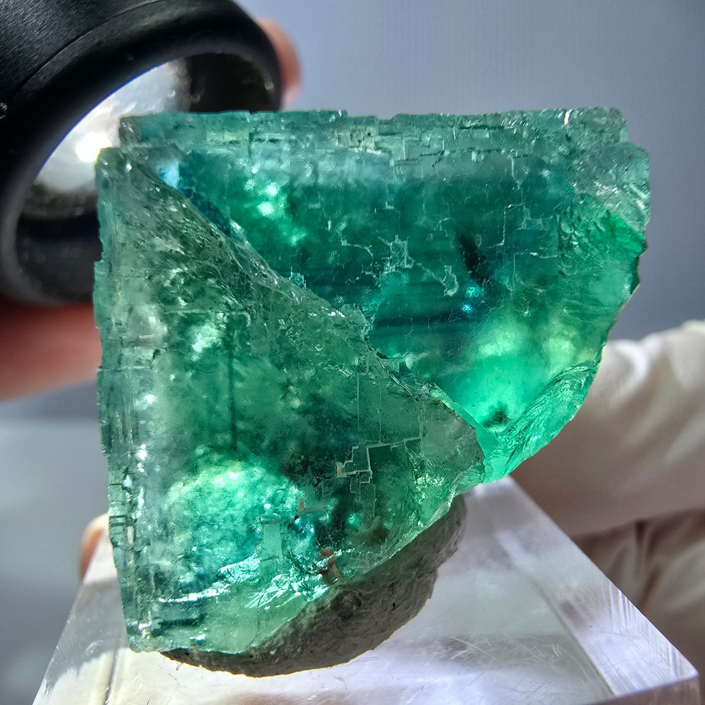 Klarer Phantom Fluorit Würfel parkettiert, grün Okorusu, Namibia 26*25*25mm