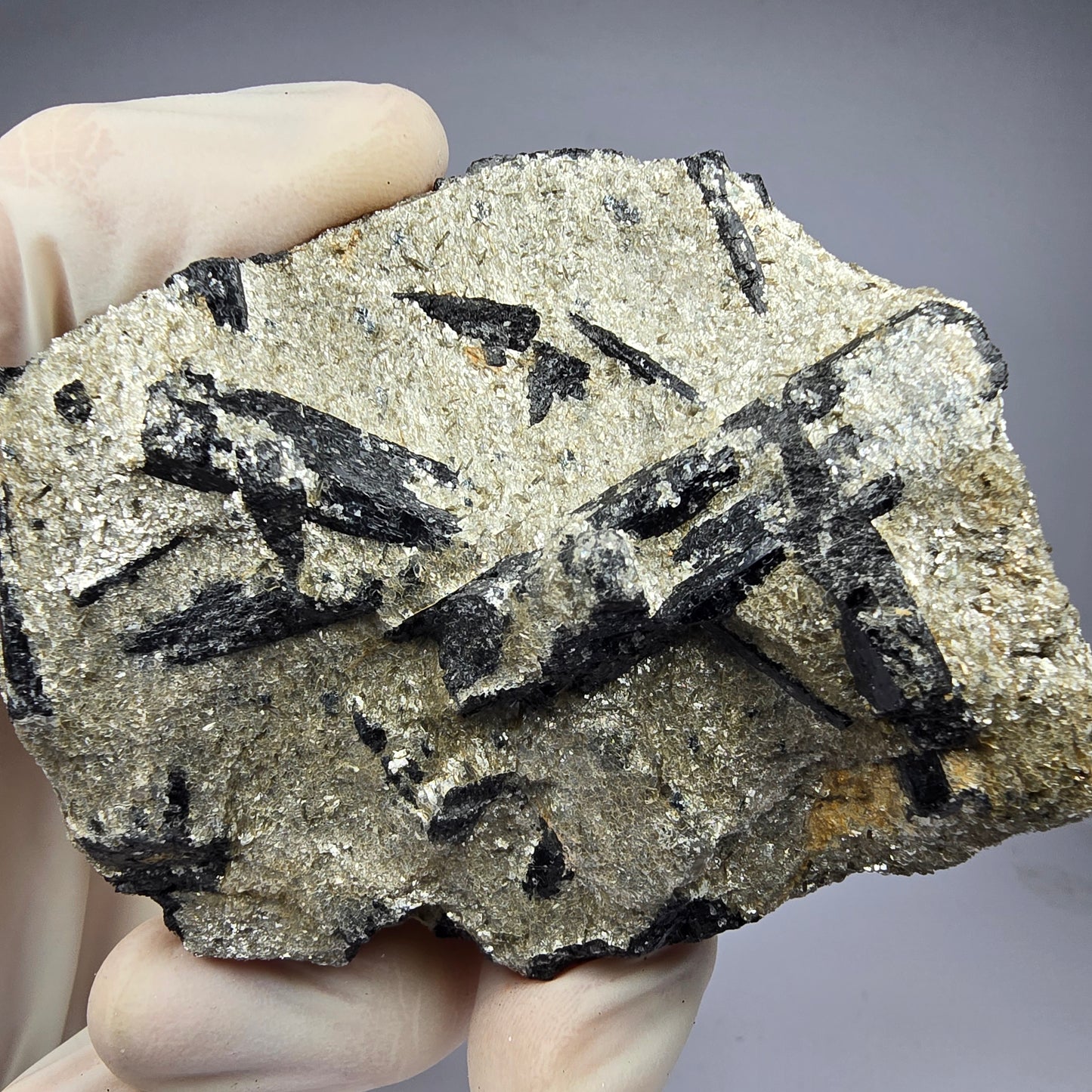 Seltene Schörl Turmalin auf Matrix Stufe 76*63*32mm Namibia Mineraliensammlung
