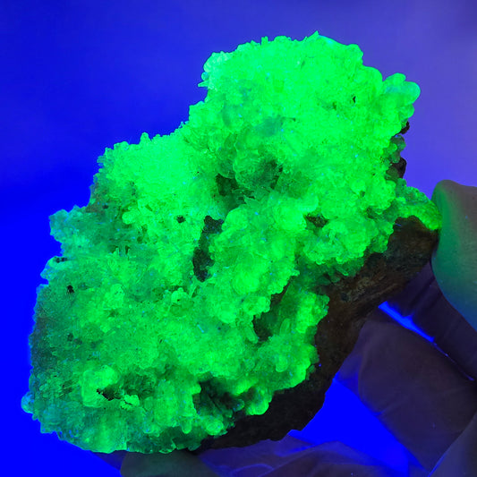 Spécimen rare d'opale hyalite, orthose et tourmaline Schorl, Erongo, Namibie, 83 x 56 x 53 mm