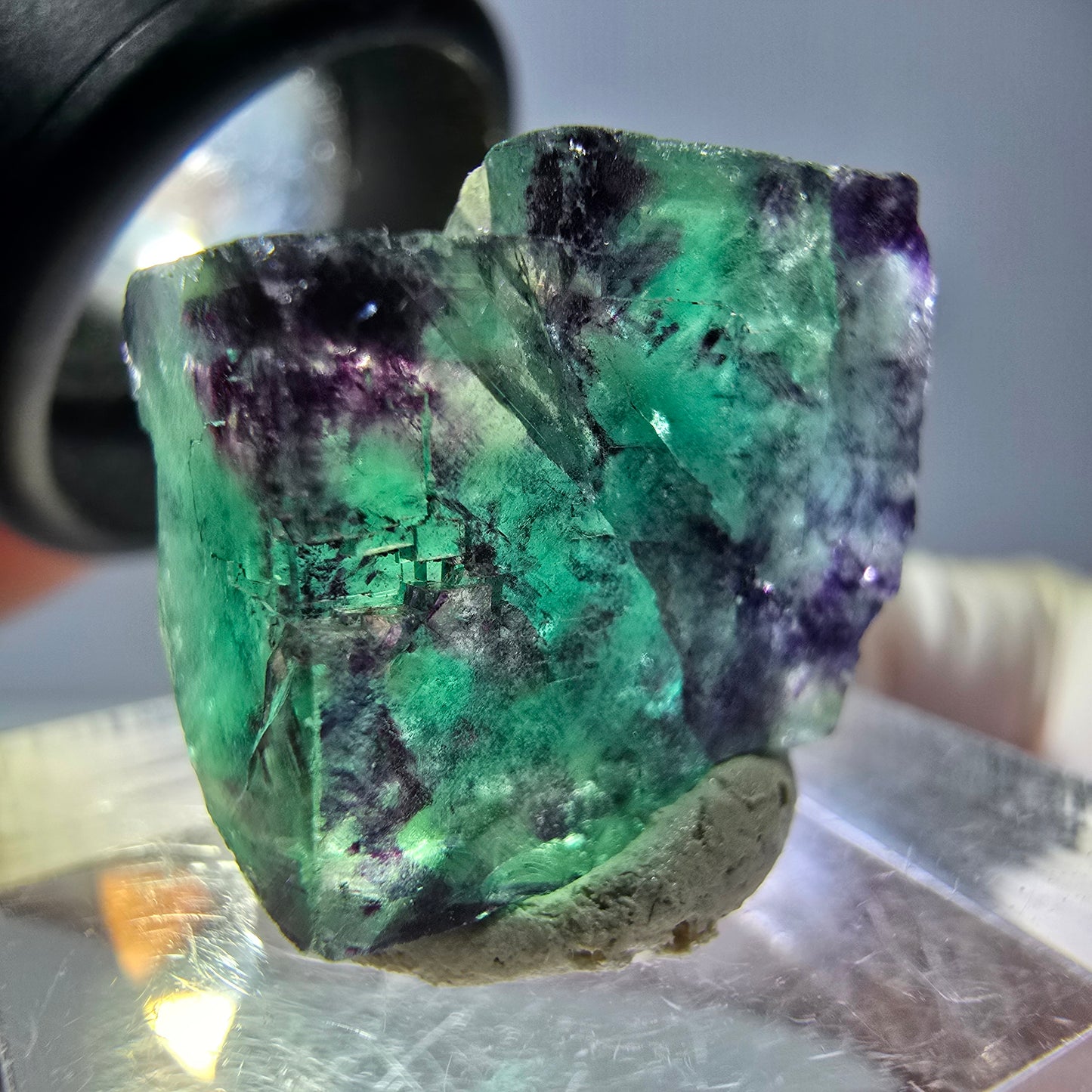 Phantom Fluorit Würfel parkettiert, grün lila Okorusu, Namibia 19*16*11mm
