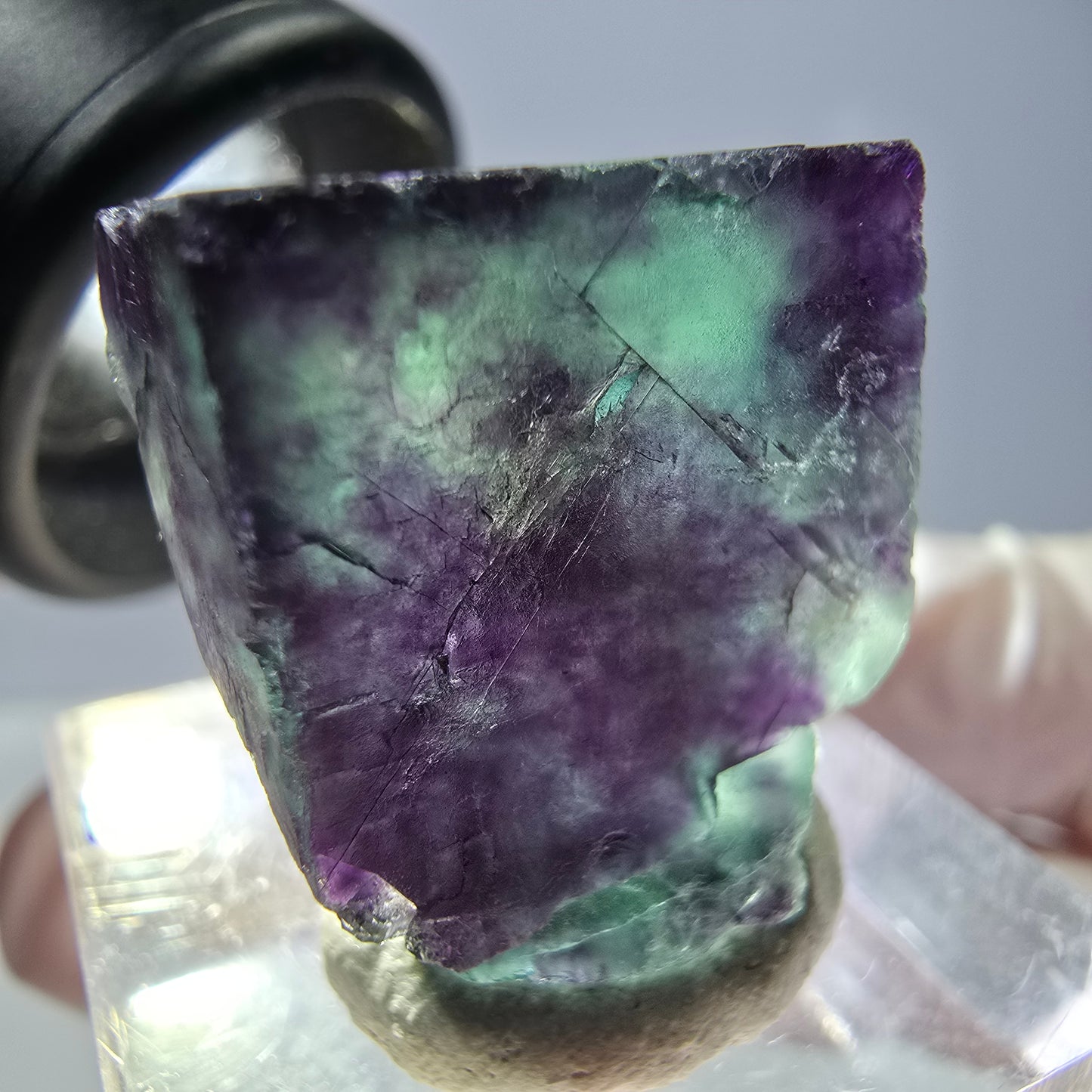 Phantom Fluorite cube parquetted, green purple Okorusu, Namibia 21*19*11mm