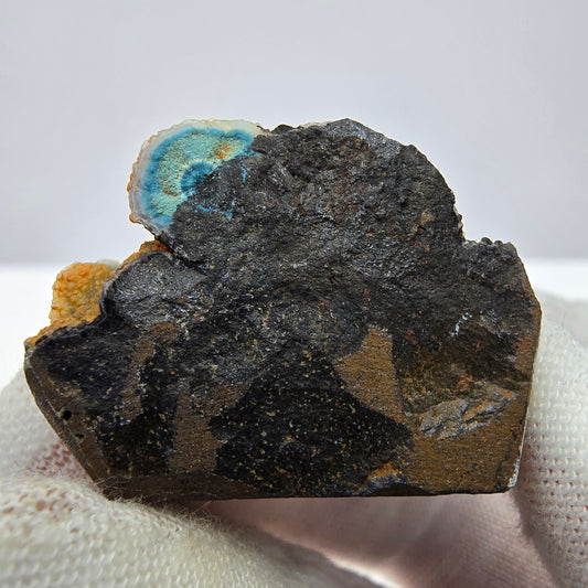 Spécimen rare de Shattuckite avec cristaux boule bleu Kaokoveld, Namibie 29*22*13mm