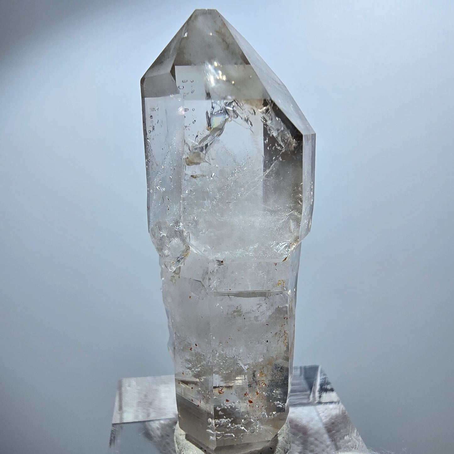 Sceptre en quartz fumé fantôme transparent, DT Point Goboboseb, Namibie, 47 x 16 x 15 mm