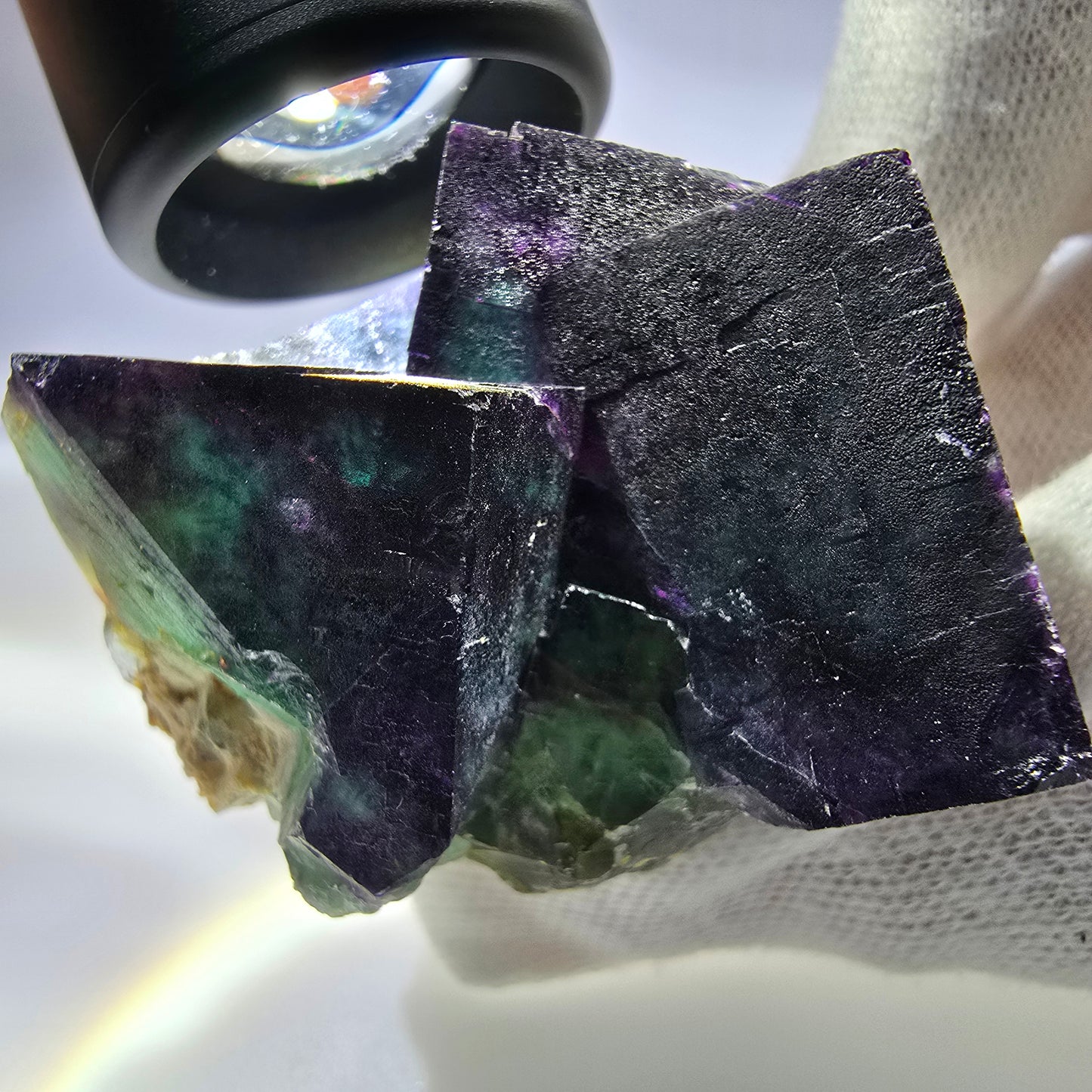 Seltene Phantom Fluorit Würfel Stufe zonal grün lila Okorusu, Namibia 49*38*37mm