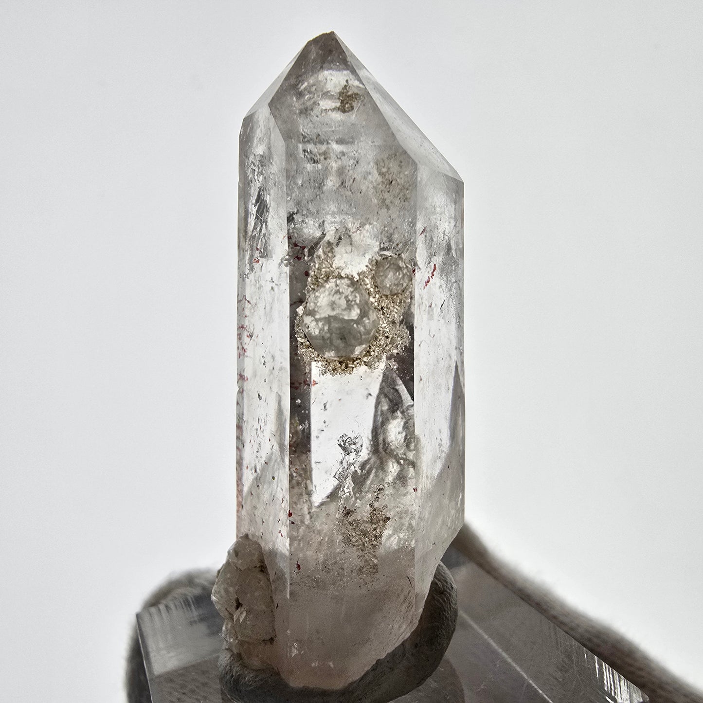 Harlequin Phantom Smoky Quartz with Analcim, UV Calcite Valentine Pocket, Namibia 46*20*18mm