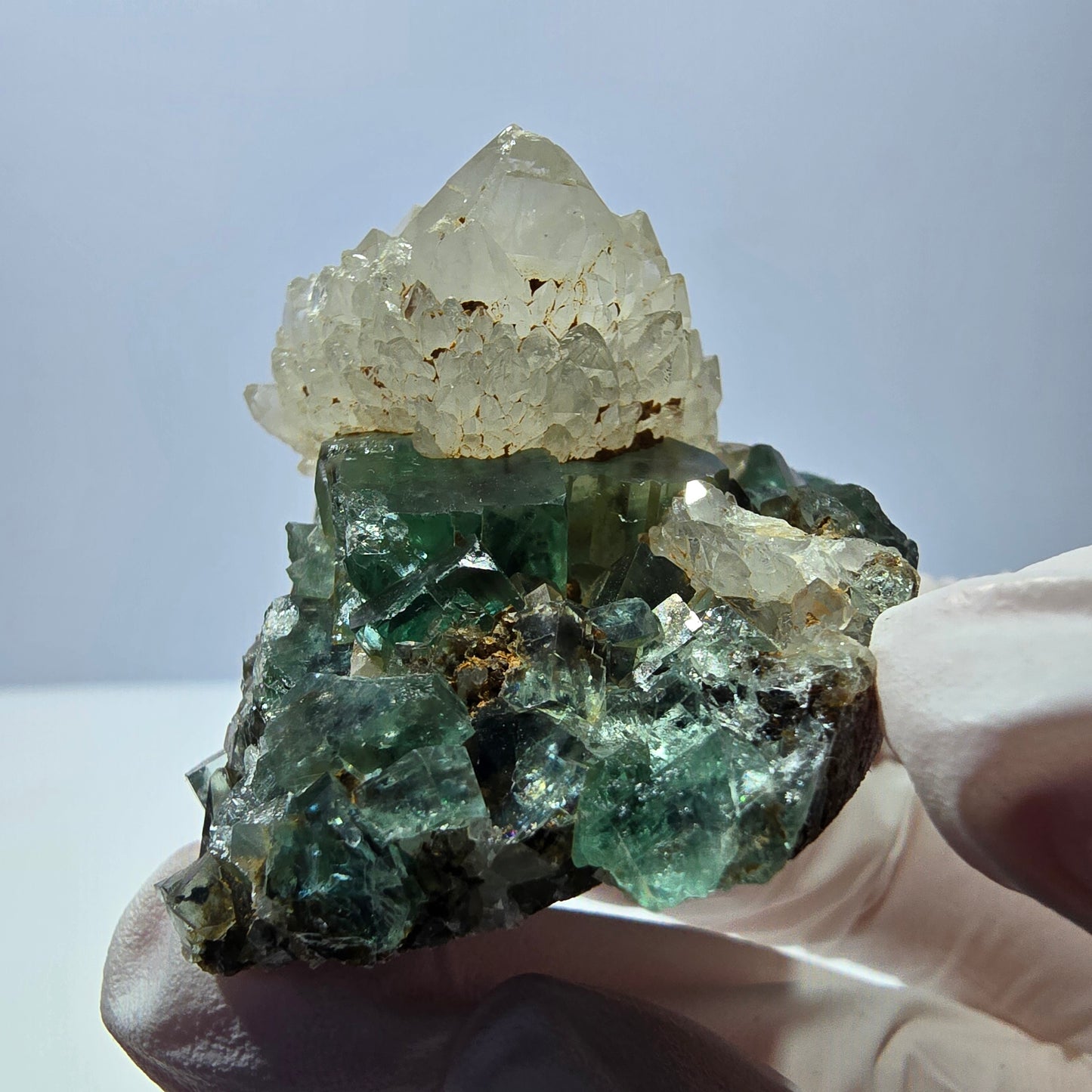 Seltene Phantom Fluorit Würfel, Quarz Stufe grün Okorusu, Namibia 52*37*35mm