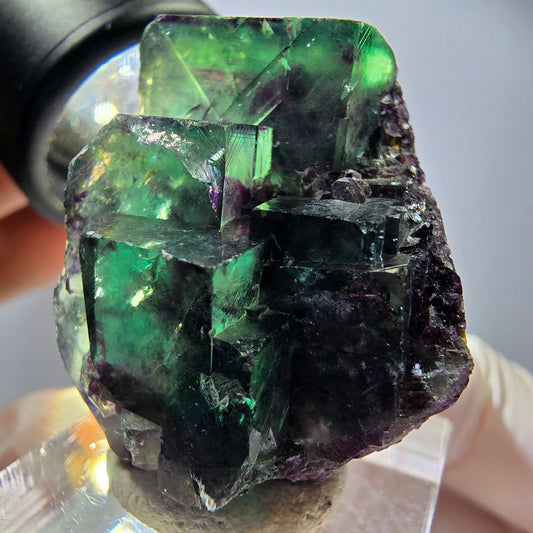 Seltene Fluorit Würfel Stufe, grün lila Okorusu, Namibia 32*27*26mm