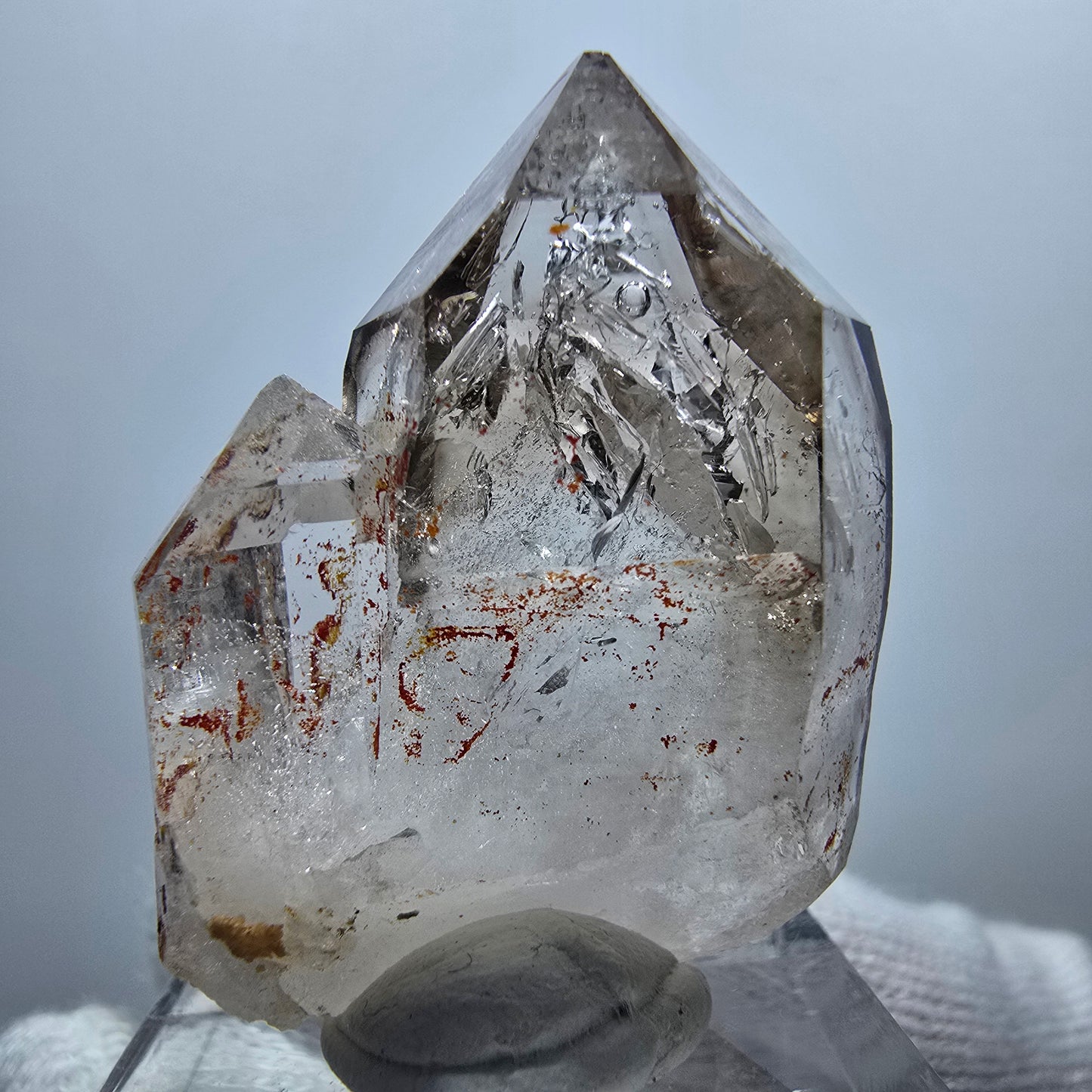 Enhydro Phantom Smoky Quartz Scepter, 2x Bubble Goboboseb, Namibia 35*26*12mm