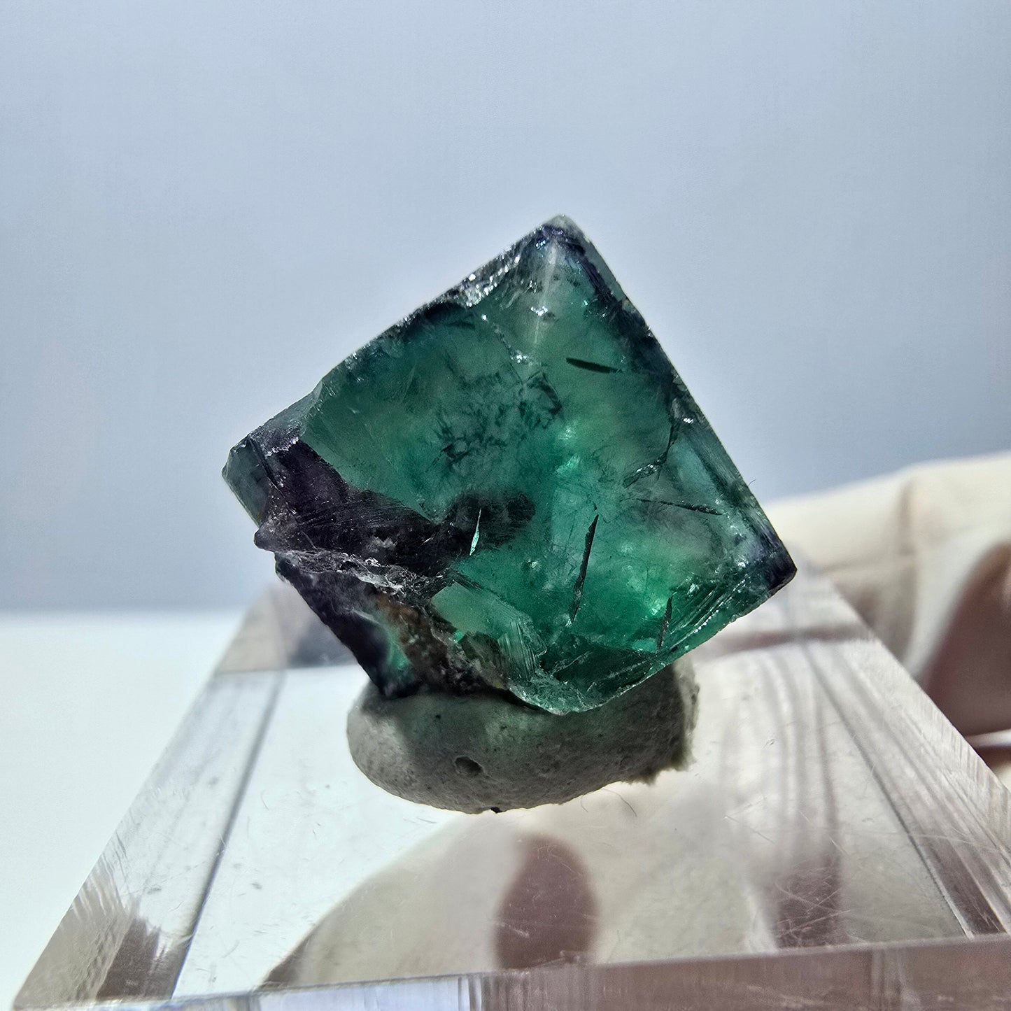 Phantom Fluorit Würfel Stufe, parkettiert grün lila Okorusu, Namibia 14*13*13mm