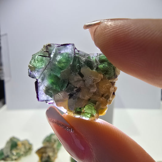 Lot of 16 Phantom Fluorite Hyalite Schörl Tourmaline, Muscovite Stage Erongo, Namibia