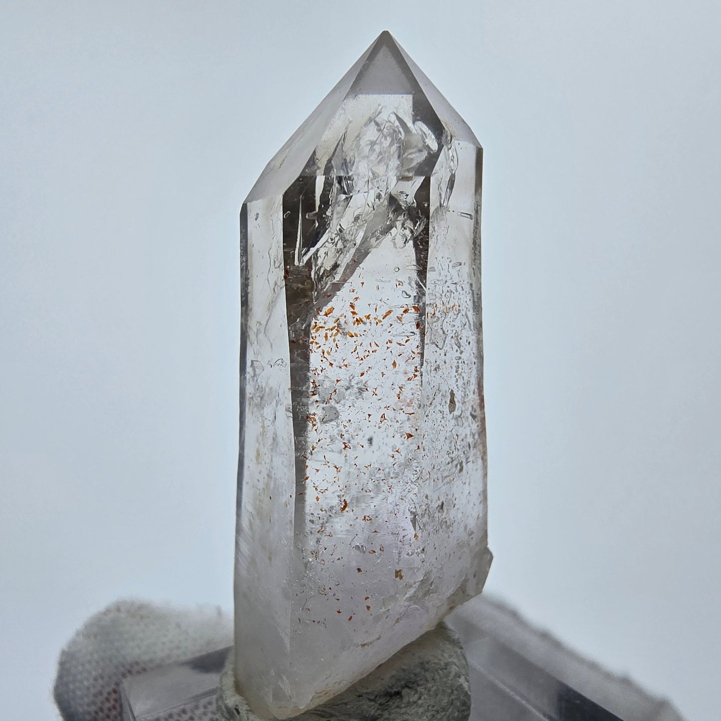 Pointe de sceptre en quartz fumé Enhydro transparent 1x Bubble Goboboseb, Namibie 46*19*16mm
