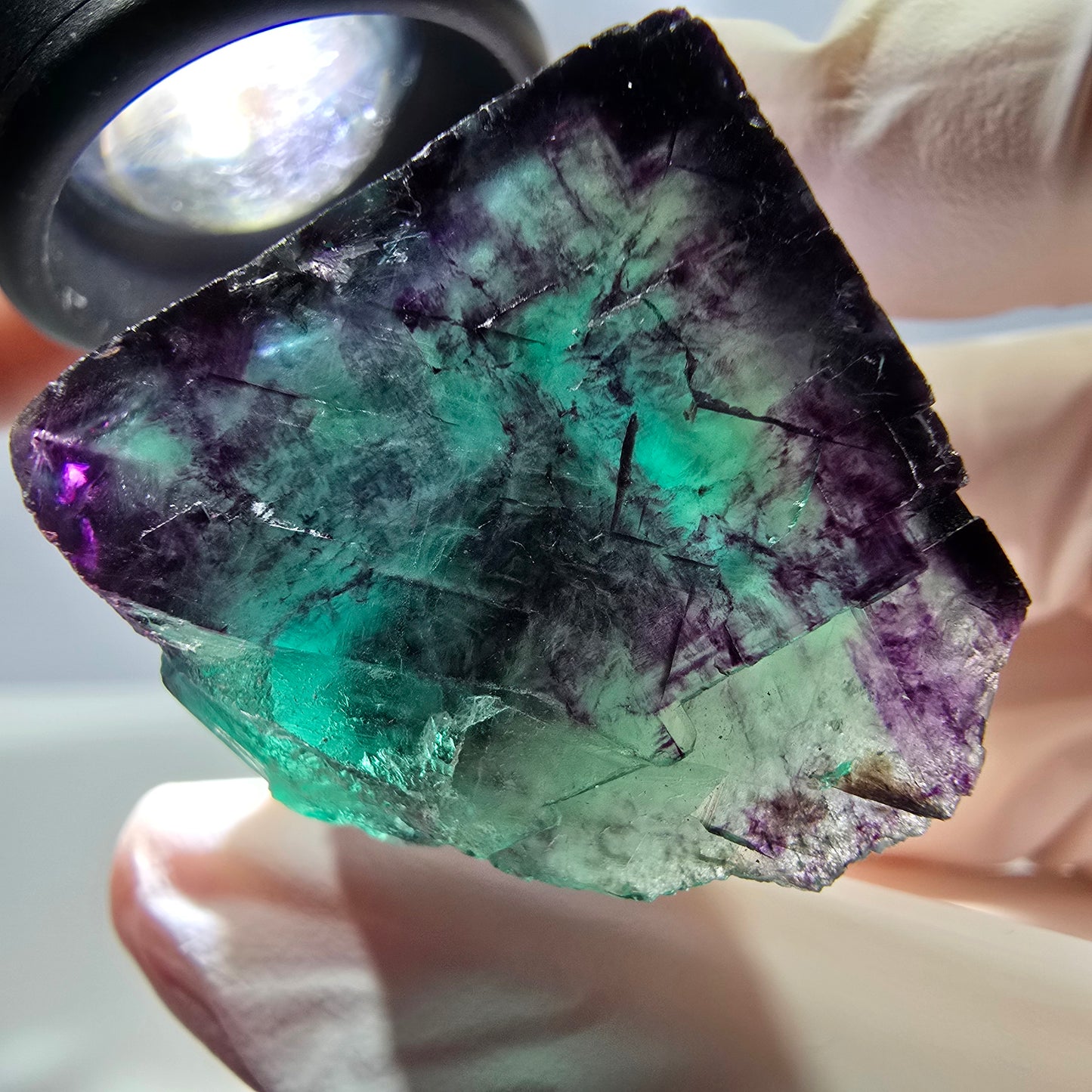 Phantom Fluorit Würfel Stufe, parkettiert grün lila Okorusu, Namibia 29*27*25mm