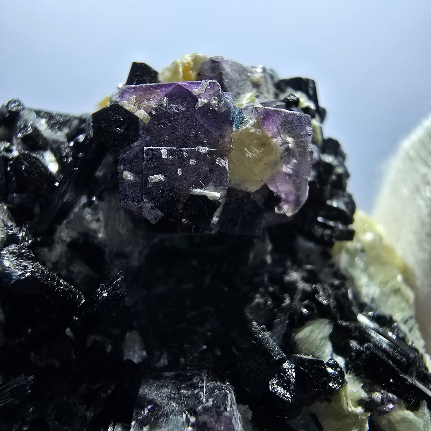 Colorful Phantom Fluorite Cubes Schorl Tourmaline Muscovite Erongo, Namibia 60*52*41mm