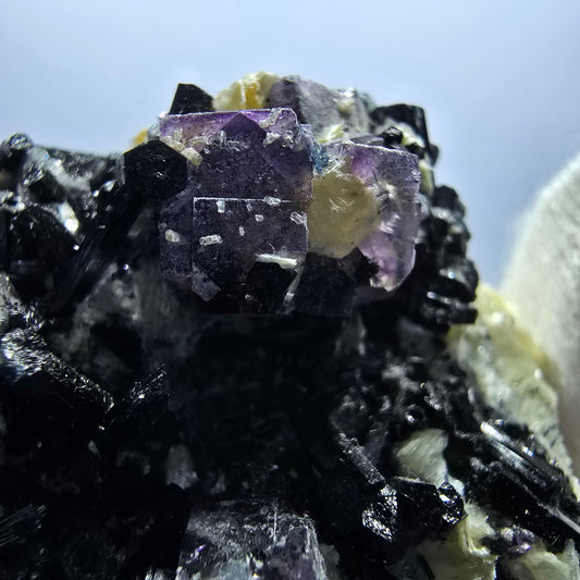 Bunte Phantom Fluorit Würfel Schörl Turmalin Muskovit Erongo, Namibia 60*52*41mm