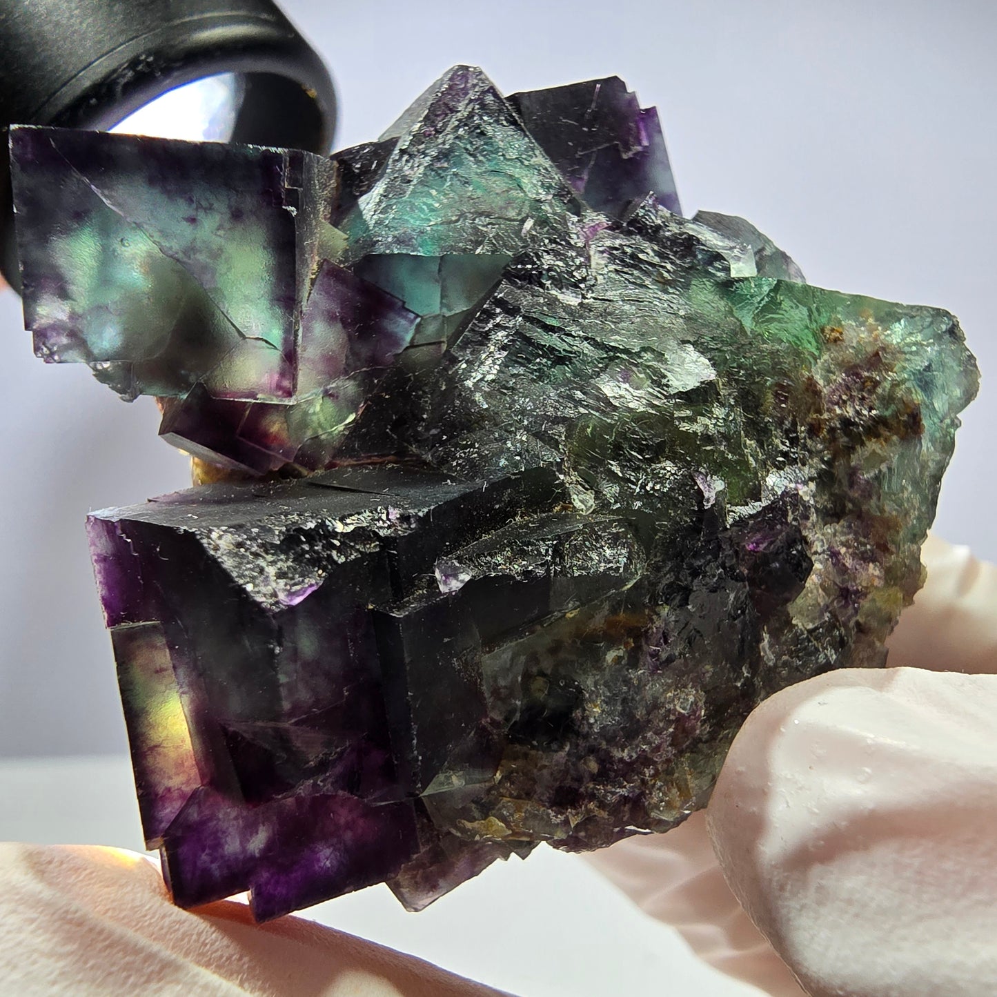 Spécimen de cube de fluorite fantôme, parqueté, zonal Okorusu, Namibie 49*45*27mm