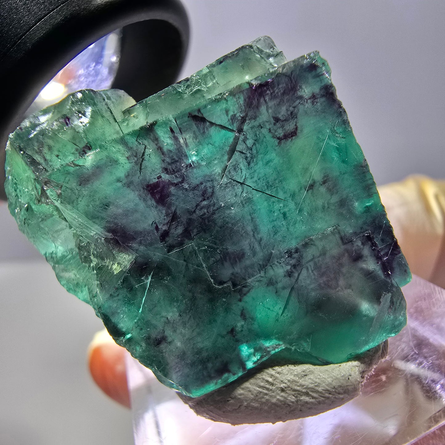Phantom Fluorit Würfel Stufe, parkettiert grün lila Okorusu, Namibia 26*25*16mm