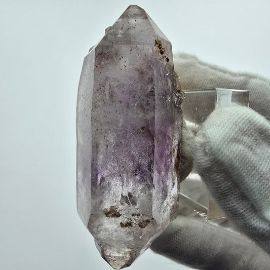 Harlekin Amethyst DT Zepter, UV Calcit Streep Mine Goboboseb Namibia 65*24*26mm