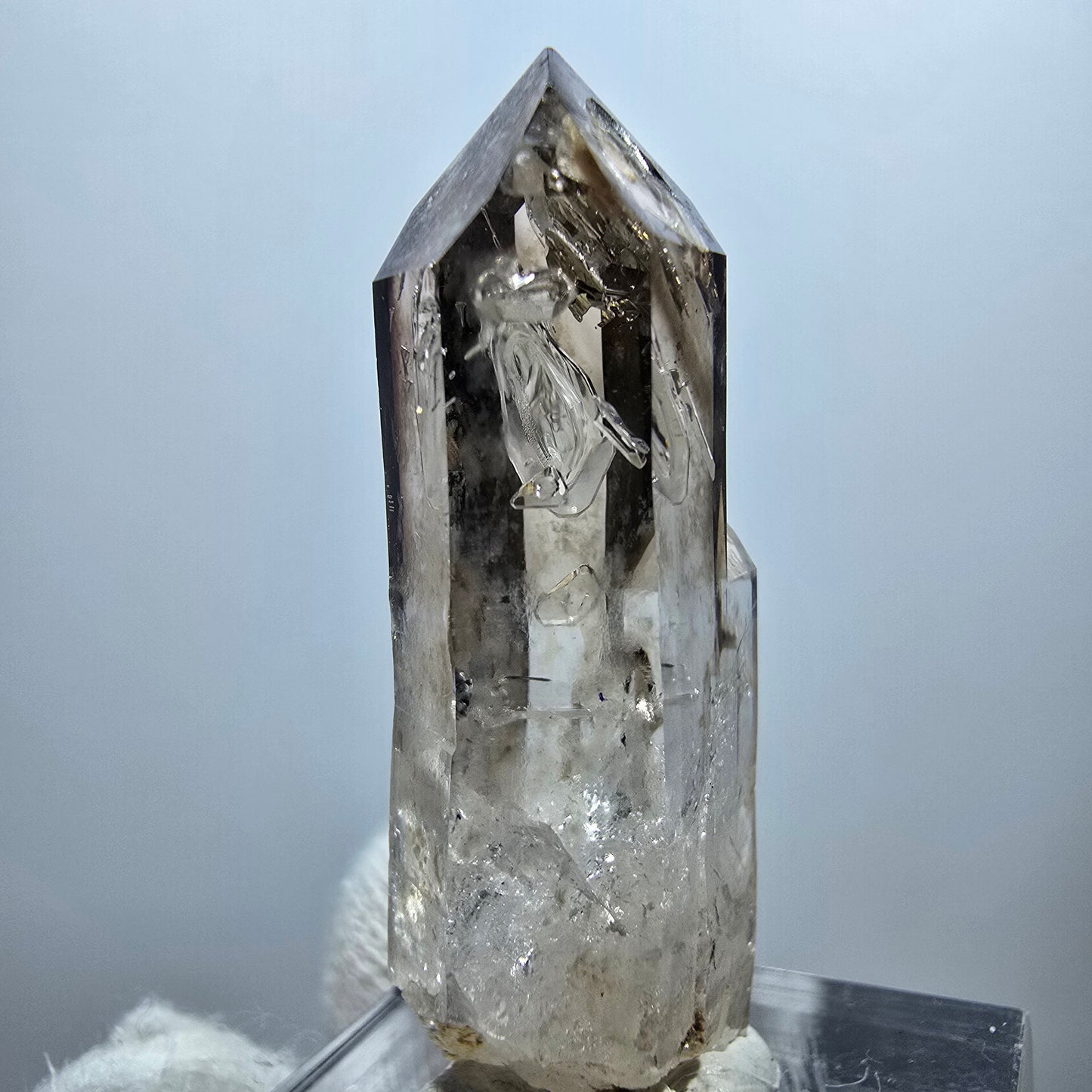 Pointe de quartz fumé fantôme Enhydro, 1x Bubble Goboboseb, Namibie 40 x 15 x 10 mm