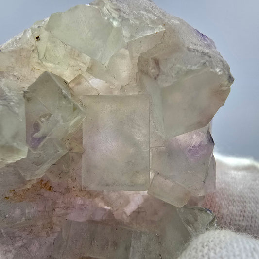 Seltene UV Phantom Fluorit Würfel Stufe grün lila Brandberg, Namibia 58*33*20mm