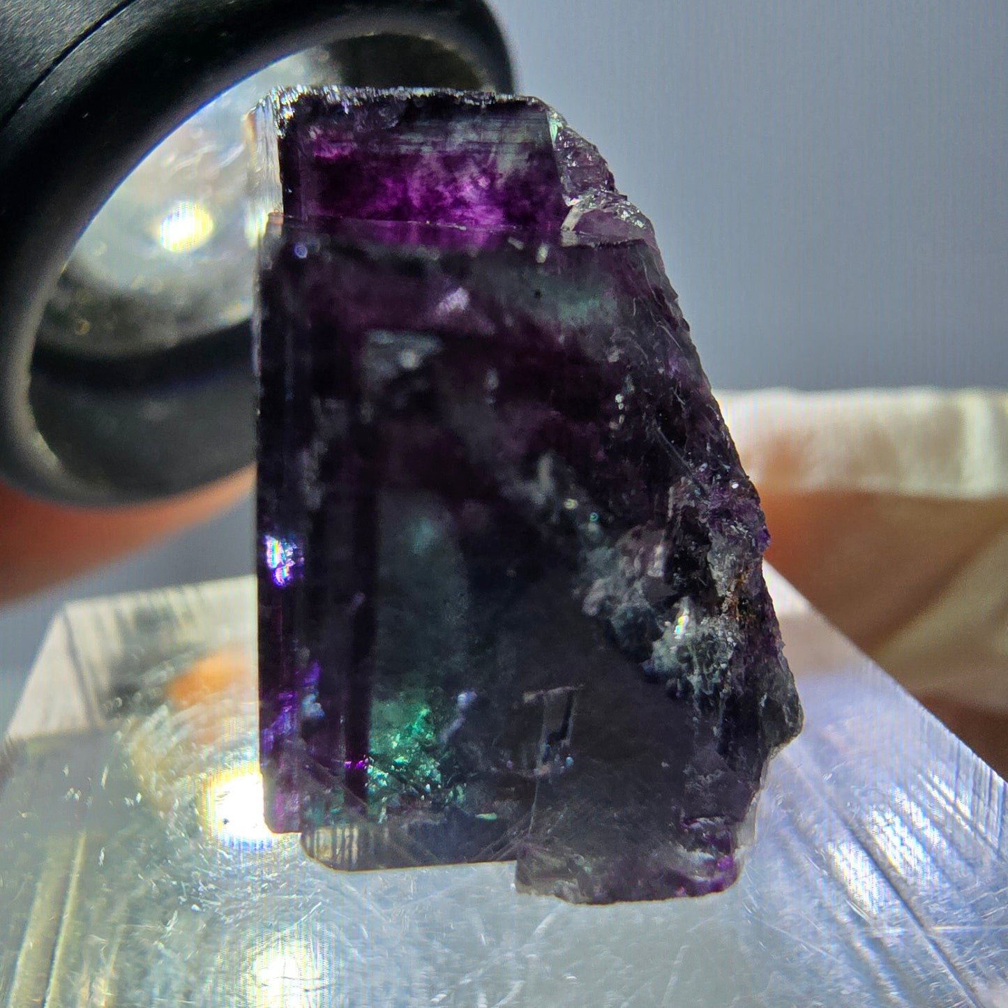 Phantom Fluorit Würfel Stufe, grün lila Okorusu, Namibia 22*17*14mm