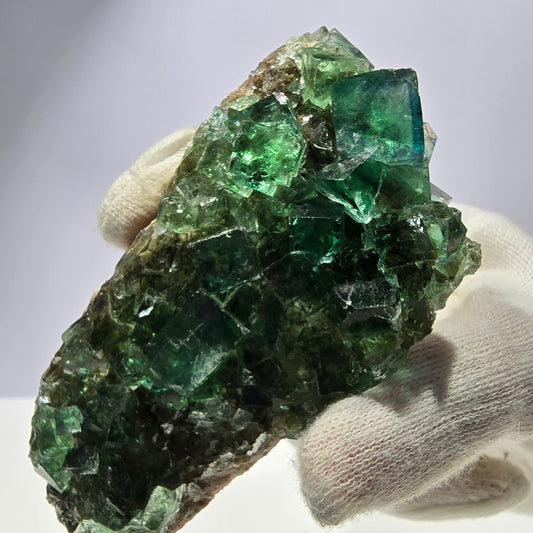 Spécimen de cube de fluorite fantôme transparente, parqueté Okorusu Namibie 95*54*21mm