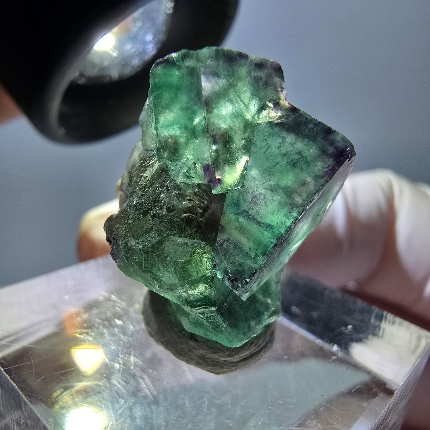 Phantom Fluorit Würfel Stufe, grün lila Okorusu, Namibia 20*16*15mm