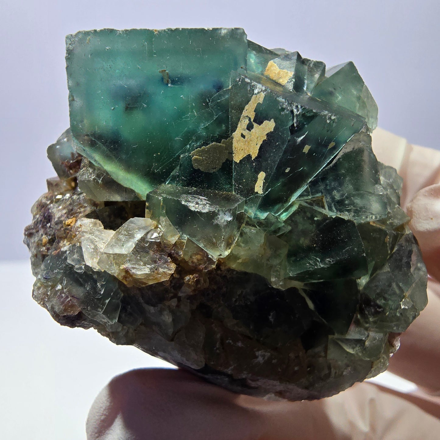 Rare cube de fluorite fantôme, spécimen de quartz vert Okorusu, Namibie 44 x 41 x 39 mm