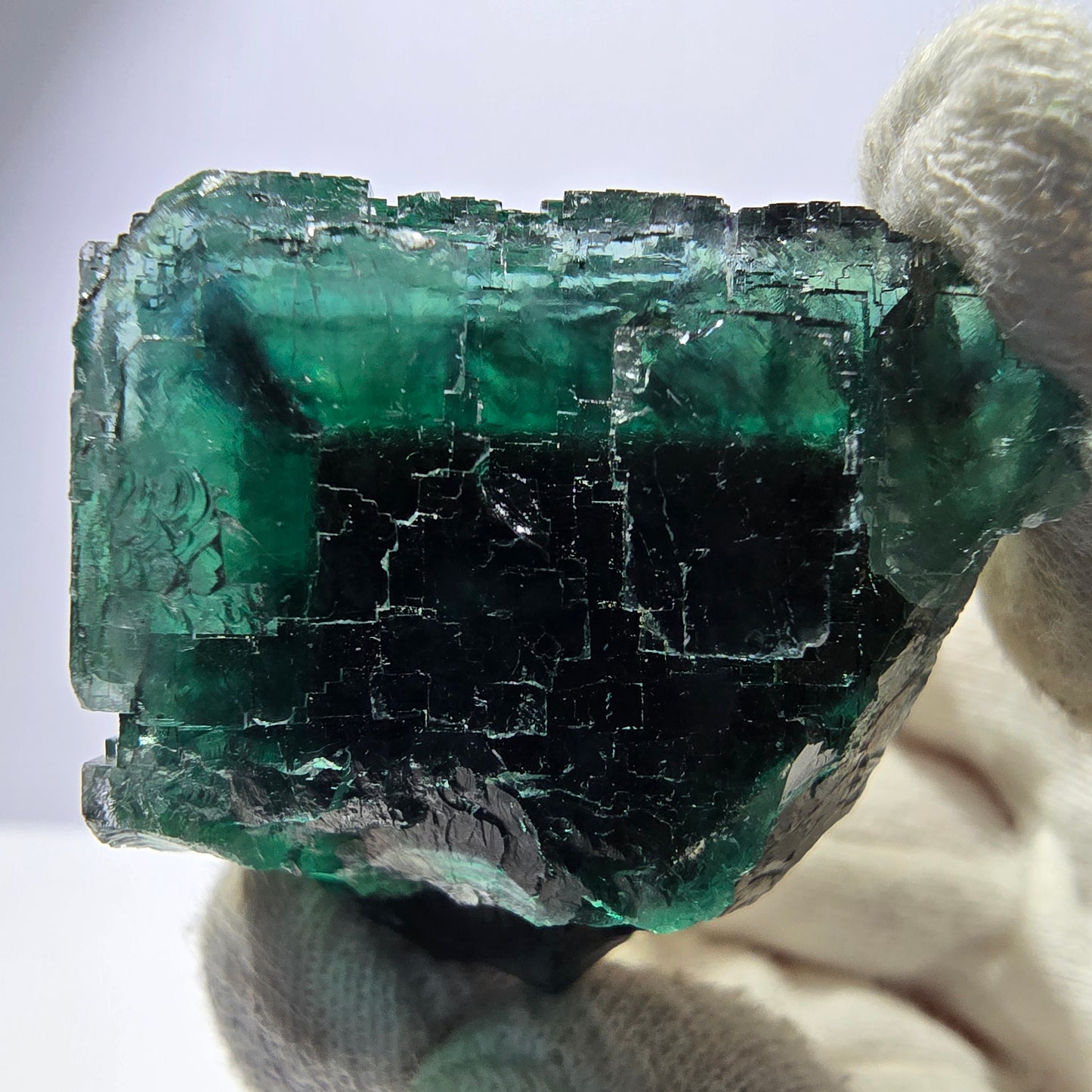 Rare spécimen de cube de fluorite fantôme, parqueté vert Okorusu, Namibie, 37 x 35 x 32 mm