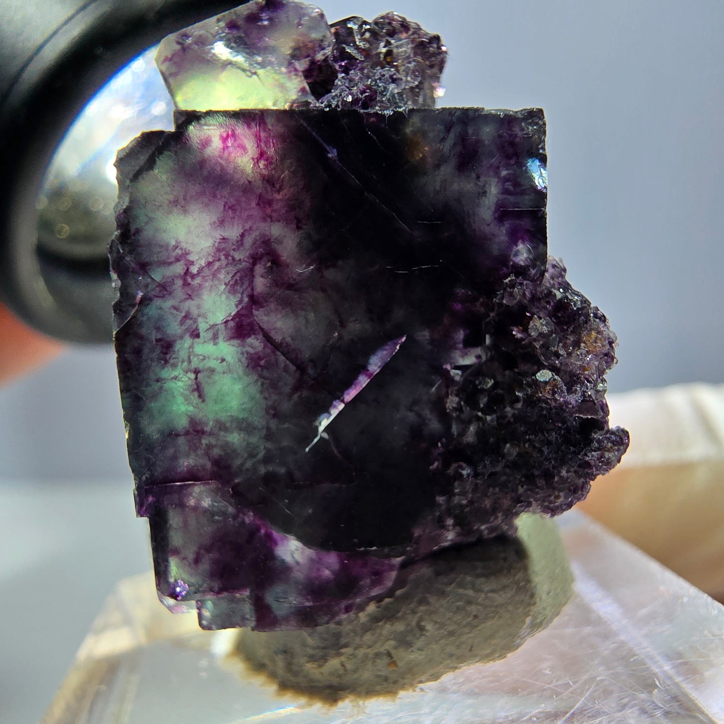 Phantom Fluorit Würfel Stufe, grün lila Okorusu, Namibia 27*22*18mm