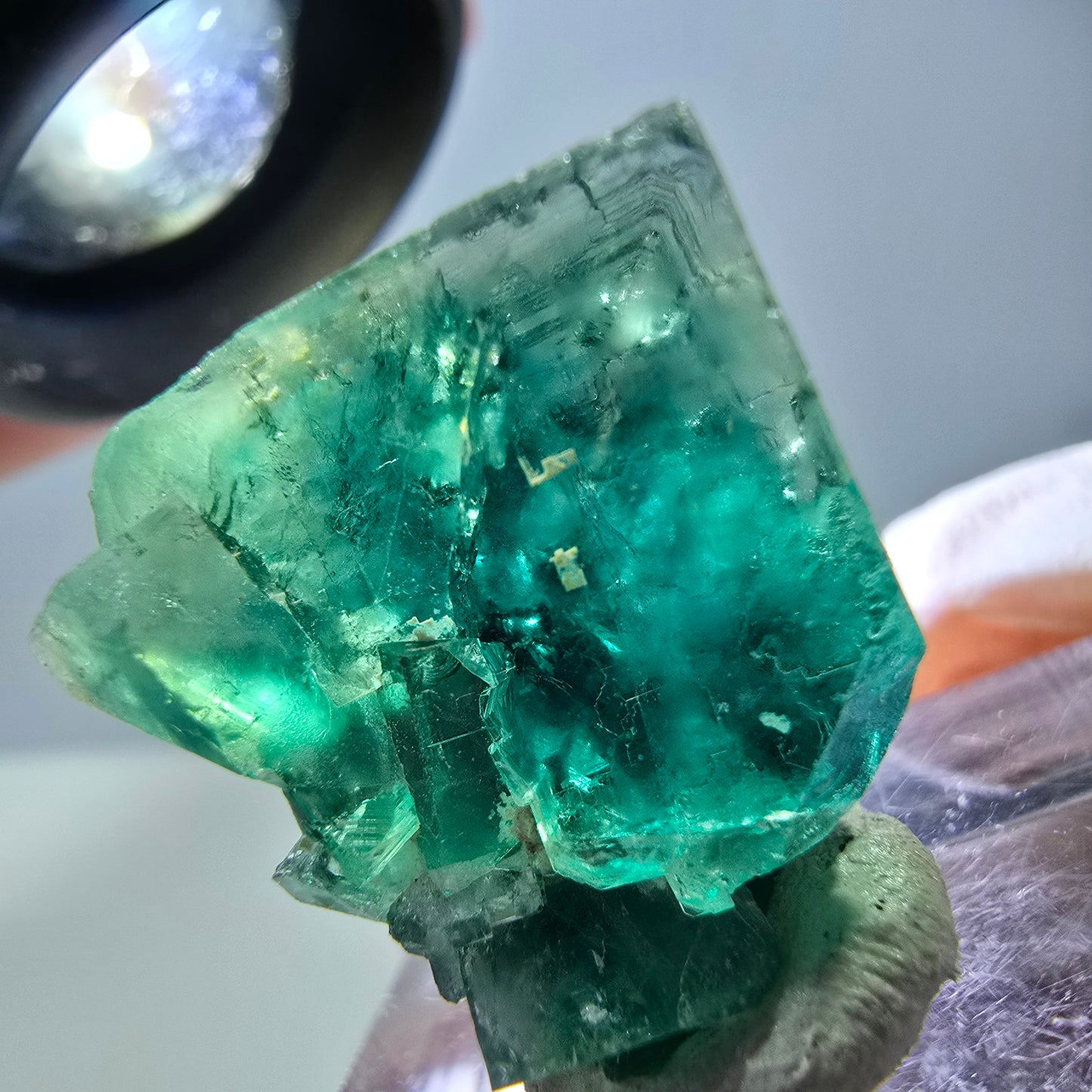 Phantom Fluorit Würfel Stufe, grün parkettiert Okorusu, Namibia 21*21*13mm
